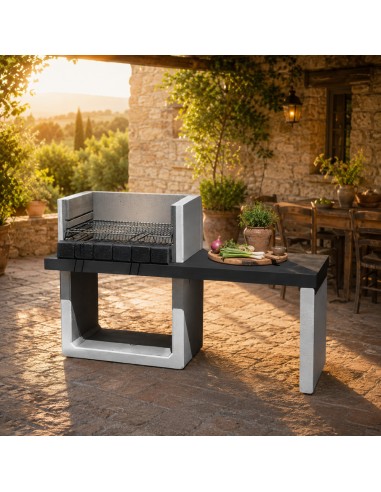 SAROM Barbecue Porto New Legna Carbonella 160 x 51,5 x 96,8 cm Griglia E Ampio Tavolo Laterale