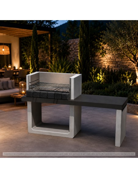 SAROM Barbecue Porto New Legna Carbonella 160 x 51,5 x 96,8 cm Griglia E Ampio Tavolo Laterale