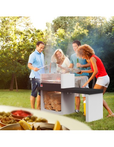 SAROM Barbecue Porto New Legna Carbonella 160 x 51,5 x 96,8 cm Griglia E Ampio Tavolo Laterale