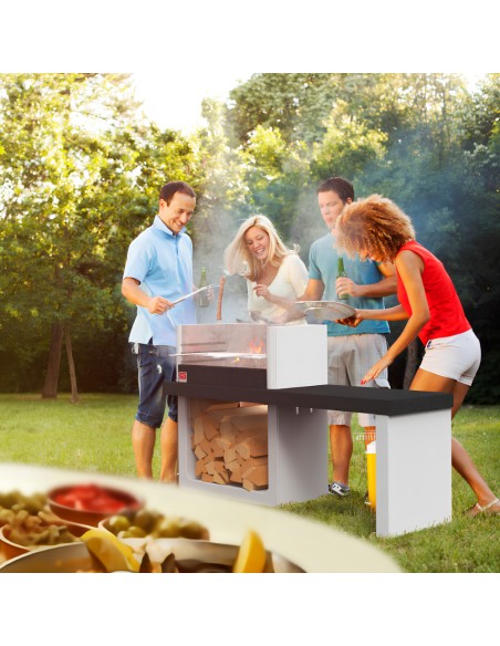 SAROM Barbecue Porto New Legna Carbonella 160 x 51,5 x 96,8 cm Griglia E Ampio Tavolo Laterale