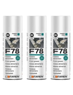 Faren F78 Grasso Spray Alimentare FDA Atossico Antiossidante 400 ml 3 Pezzi