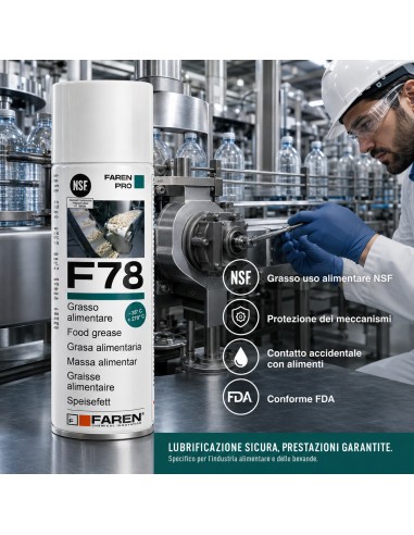 Faren F78 Grasso Spray Alimentare FDA Atossico Antiossidante 400 ml 6 Pezzi