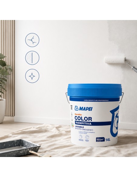 Dursilite Color Idropittura Murale Riempitiva Lavabile Per Interni Fustino 14 L