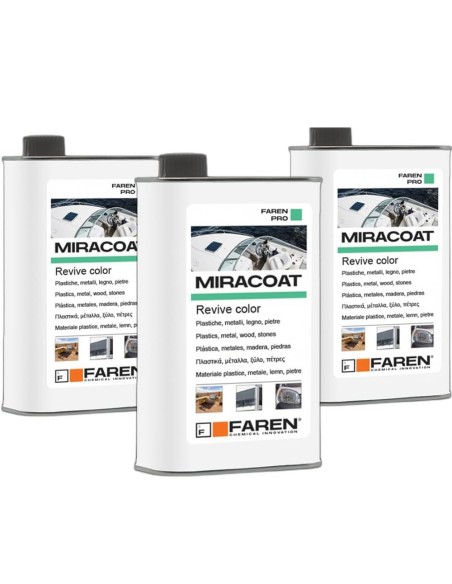Faren MIRACOAT L Protettivo Rigenerante Ravviva Colore Multi-Superficie 500 ml 3 Pezzi