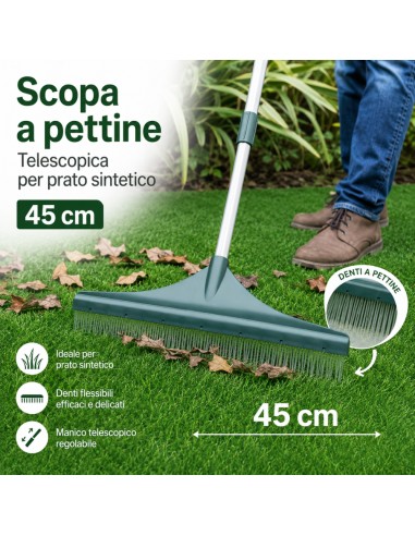 Scopa Telescopica A Pettine Per Prato Sintetico 45 Cm
