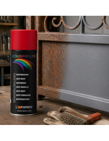 Faren Vernice Spray Acrilica Antiruggine Grigio Opaco 400 ml Fondo Protettivo
