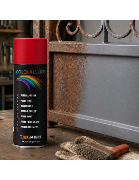 Faren Vernice Spray Acrilica Antiruggine Grigio Opaco 400 ml Fondo Protettivo
