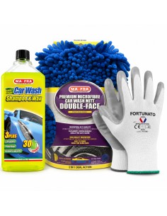 Kit Lavaggio Auto Mafra Con Shampoo, Guanto Double Face e Guanti Da Lavoro