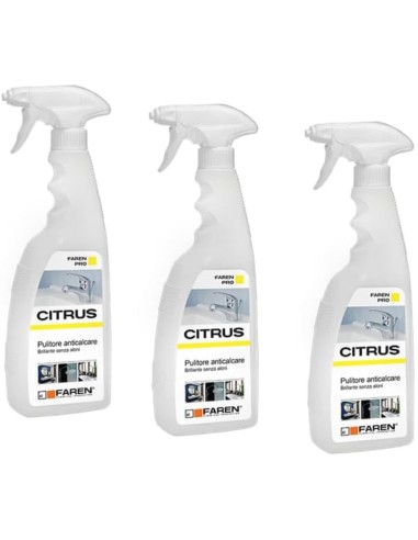 FAREN Anticalcare CITRUS Pulitore Rubinetterie Da 750 ml 3 Pezzi