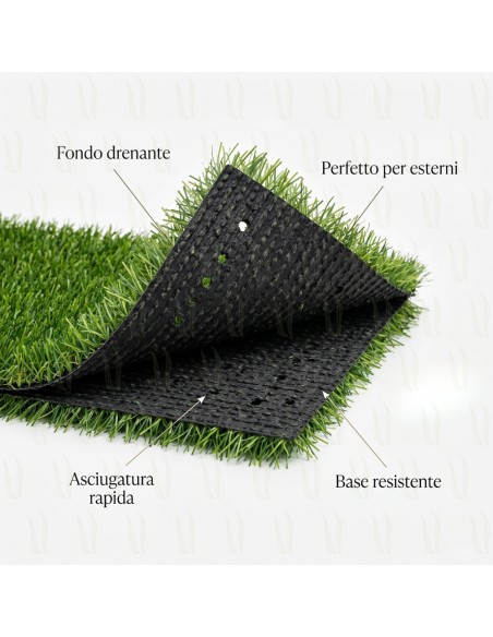 ErbaBella Rotolo Prato Erba Sintetica 45 mm Drenante Effetto Reale Giardino e Terrazzo 