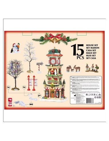 Torre dell'Orologio di Natale con Cantori ed Elfo Set Lemax