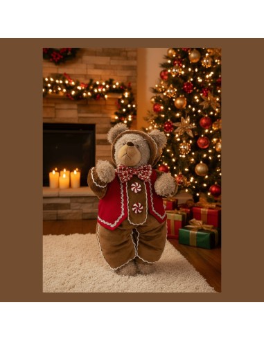 Orso Decorativo di Natale Larry Candy in Peluche H 55 cm Xone