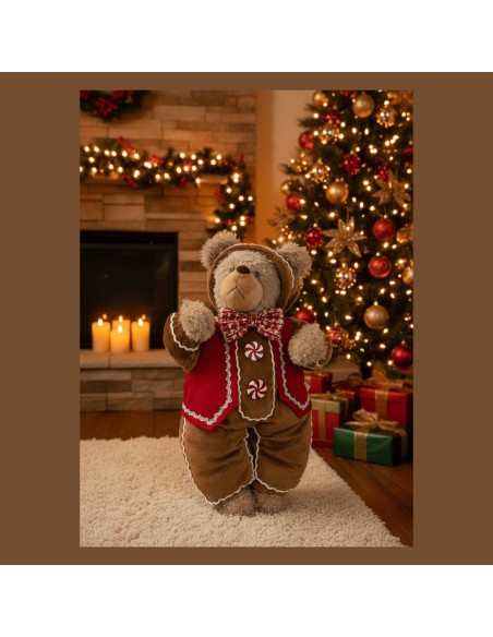 Orso Decorativo di Natale Larry Candy in Peluche H 55 cm Xone