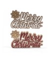 Scritta Merry Christmas in Legno con Fiocco di Neve 25x14 cm Mercury