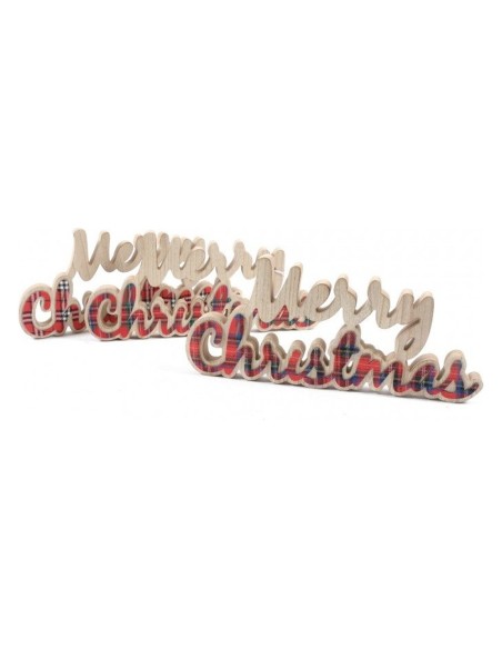Scritta Christmas in Legno Tartan da Appoggio 39x17,5 cm Mercury