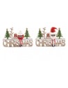 Scritta Natalizia Christmas in Legno con Alberelli 29,5x19 cm Mercury