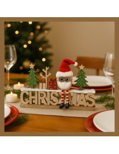 Scritta Natalizia Christmas in Legno con Alberelli 29,5x19 cm Mercury 2