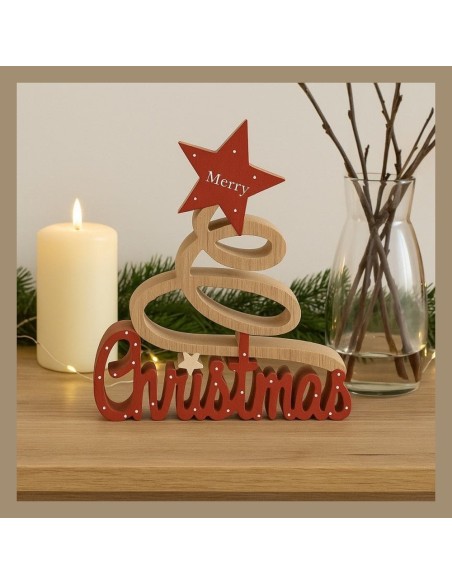 Albero di Natale in Legno da Appoggio Christmas 21x24 cm Mercury