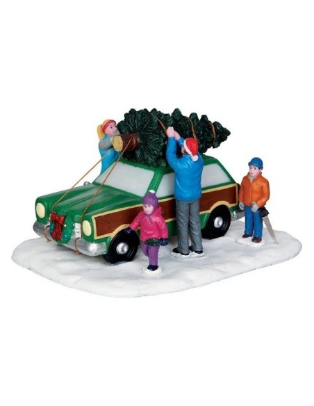 Auto con Albero di Natale sul Tetto per Villaggio Lemax