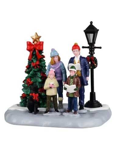 Scena Famiglia di Cantori di Natale con Albero e Lampione Lemax