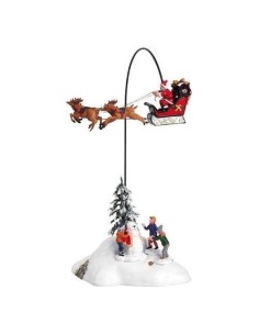 Babbo Natale su Slitta Volante con Renne, Musica e Movimento Lemax