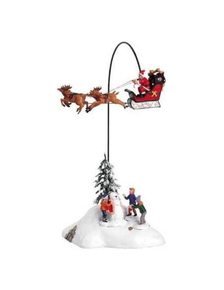 Babbo Natale su Slitta Volante con Renne, Musica e Movimento Lemax