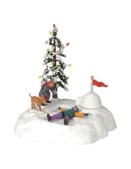 Scena Animata Bambini che Fanno l'Angelo sulla Neve Lemax
