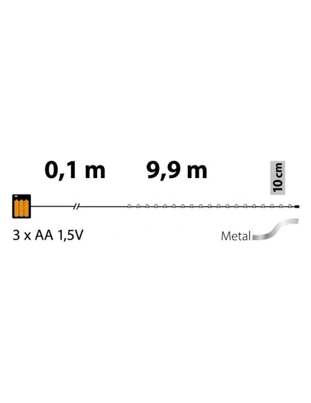 Luci di Natale a Batteria 100 MicroLED Bianco Caldo 9,9 m Lotti