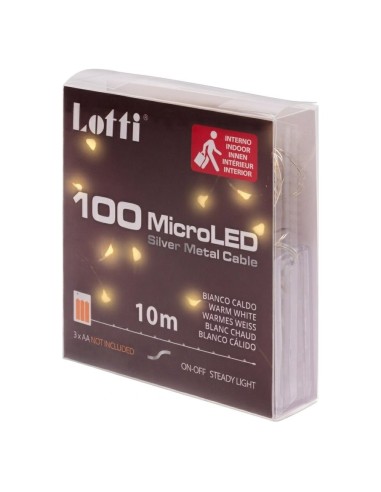 Luci di Natale a Batteria 100 MicroLED Bianco Caldo 9,9 m Lotti