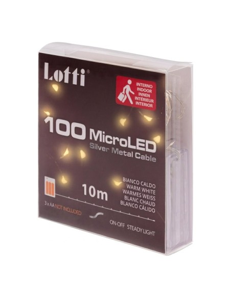 Luci di Natale a Batteria 100 MicroLED Bianco Caldo 9,9 m Lotti