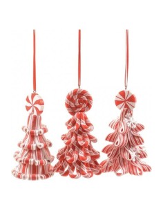 Pendente Alberello Candy Cane Rosso e Bianco H 10,5 cm Mercury