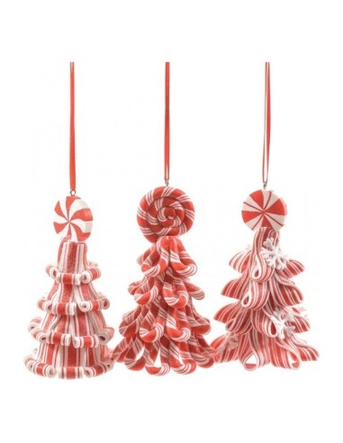 Pendente Alberello Candy Cane Rosso e Bianco H 10,5 cm Mercury