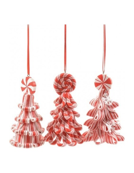 Pendente Alberello Candy Cane Rosso e Bianco H 10,5 cm Mercury