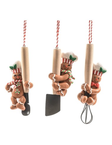 Pendente Omino di Pan di Zenzero Cuoco per Albero H 13 cm Mercury
