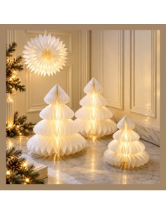 Albero di Natale LED in Carta Bianca da Tavolo 24 x 28 cm Kaemingk 2