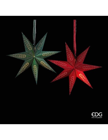 Stella di Carta Luminosa Traforata con Portalampada Ø 45 cm EDG