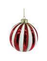 Pallina di Natale in Vetro a Spicchi Rossi e Bianchi Ø 10 cm Plathea