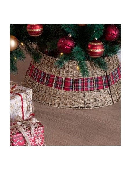 Copri Base Albero di Natale in Vimini Fantasia Scozzese Kaemingk