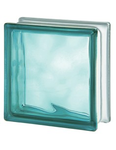 Vetromattone Ondulato Modello Pure Turchese 190 x 190 x 80 mm Confezione 6 Pezzi