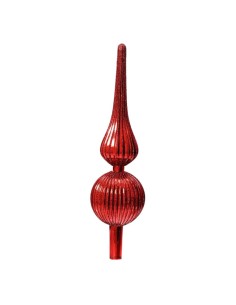 Puntale vetro lucido 8x31 cm rosso natalizio